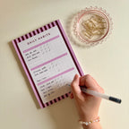 A5 Habits Tracker Pad | Pink & Red Stripes