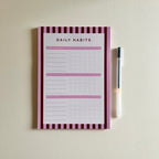 A5 Habits Tracker Pad | Pink & Red Stripes