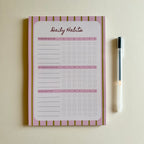 A5 Daily Habits Tracker Pad | Pink & Olive