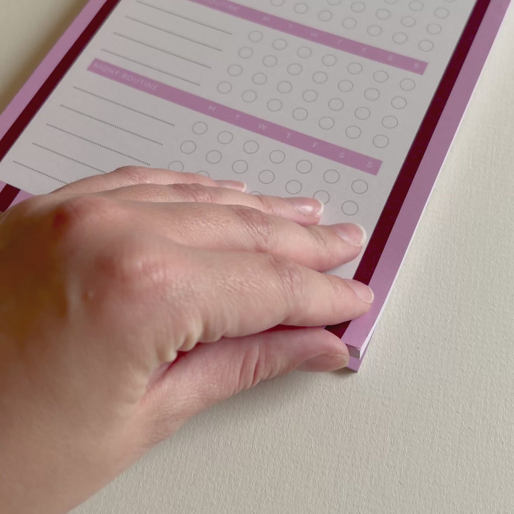 A5 Habits Tracker Pad | Pink & Red Stripes